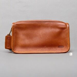 Coach British Tan Leather Chunky Case Cosmetic Pouch